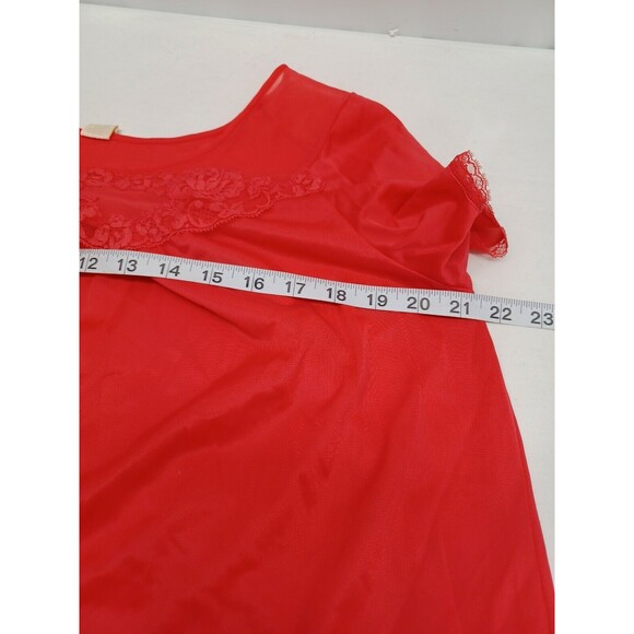 VTG Texsheen Red Sheer babydoll nightgown Set 2 Pcs Sz 34/36 - Picture 5 of 9